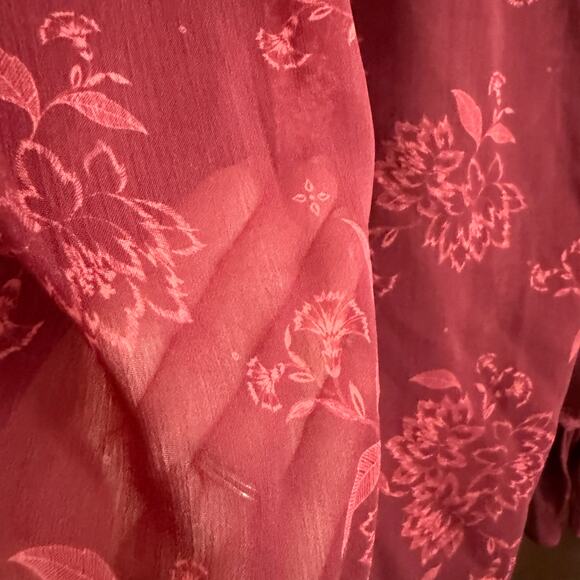 STEELE Anthropologie Laurelyn Sheer Floral Tie Neck Boho Blouse Burgundy Large - Picture 8 of 8